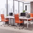 thumbnail image 3 of Vyrox Modern Office Chair, Mid-Back Faux Leather Swivel Reception & Conference Chair， Ergonomic Swivel Chair with Arms, Orange, 3 of 7