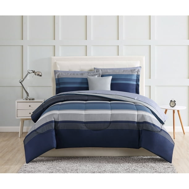 Carlyle Blue Bed in a Bag Bedding Set, Twin/Twin XL - Walmart.com ...