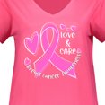 thumbnail image 3 of Inktastic Love, Care, Cure Breast Cancer Awareness Pink Ribbon Women's Plus Size V-Neck T-Shirt, 3 of 4