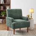 thumbnail image 3 of Leumius Modern Accent Chair with 9" Solid Wood Legs, Comfortable Upholstered Corduroy Armchair for Living Room Bedroom, Office Green, 3 of 9