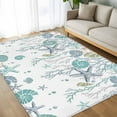 thumbnail image 4 of Turquoise Coastal 8x10 Area Rugs, Summer Beach Coral Shell Starfish Ocean Non-Skid Rubber Backing Large Rectangle Rugs - Living Room Bedroom Home Office, Indoor Floor Mat Carpets Washable Rug, 4 of 9