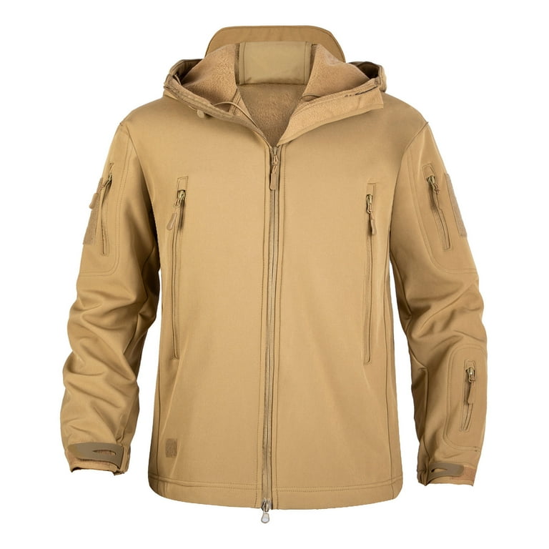 Mens thick fleece top winter coat hooded outdoor