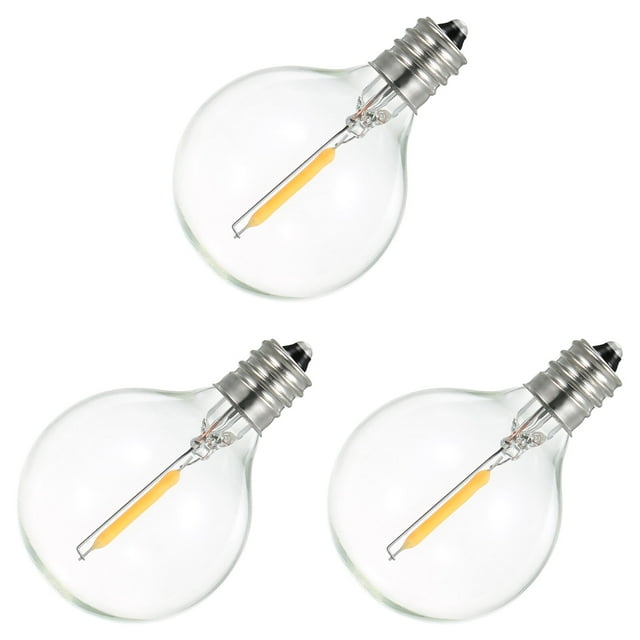 Leyfeng - Bombillas de repuesto G40 de 1 W, CA 110-120 V, paquete de 3, base de rosca E12, globo de cristal, para guirnalda de luces, decoración de interiores y exteriores, color blanco cálido.