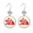 thumbnail image 1 of China Red Education Propaganda Technology Bow Earrings Drop Stud Pierced Hook, 1 of 3