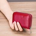 thumbnail image 5 of Credit Card Holder RFID Leather Mini Card Wallet Purse with Zipper for Women Men (Red wine), 5 of 5