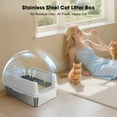 thumbnail image 6 of Stainless Steel Litter Box with High Sides: Top Entry Cat Litter Box for Small Cat, Anti-Urine Leakage, Non-Stick Bottom, 17.4"x13.4"x8.4", Silver gray, 6 of 9