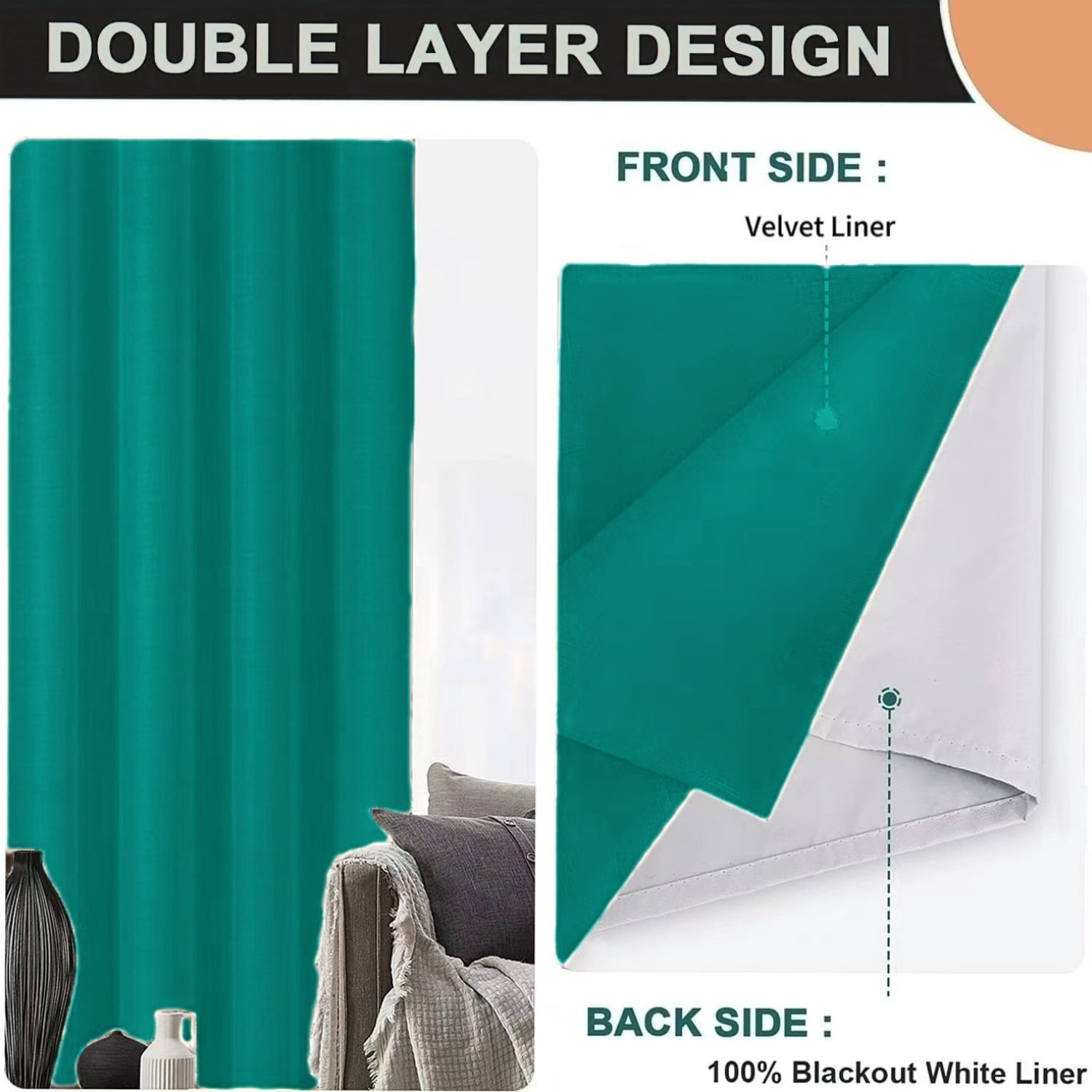 100% Blackout Velvet Curtains with Grommet, Thermal Insulated Super Soft Privacy Noise Reducing Velvet Curtains for Bedroom, 2 Panels