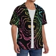 thumbnail image 2 of Balery Rainbow Glitter Camisa Casual de Manga Corta con Botones para Hombre, Texturizada, Estilo Cubano, para Playa, Verano-XX-Large, 2 of 5
