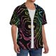 thumbnail image 2 of Balery Rainbow Glitter Camisa Casual de Manga Corta con Botones para Hombre, Texturizada, Estilo Cubano, para Playa, Verano-X-Large, 2 of 5