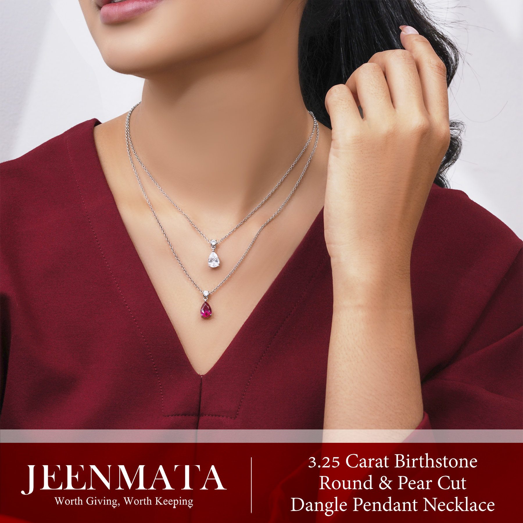 JeenMata 3.25 Carat Cubic Zirconia April Birthstone Pendant photo 7