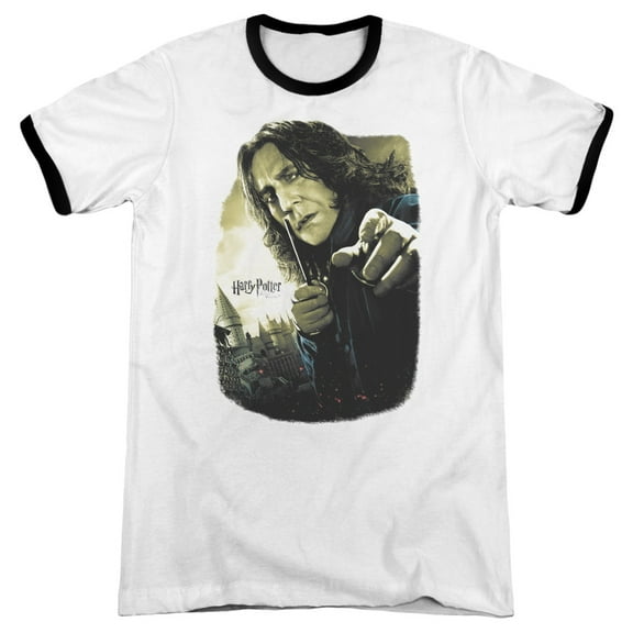 Harry Potter Snape Poster Adult Ringer T-Shirt White Black