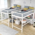 thumbnail image 3 of Twin Over Twin Size Loft Bed with 2 Desks and Storage Staircase, Wood Bed Frame with Open Book Shelf,Solid Wood Slats and Safety Guardrails,No Spring Box Needed, 3 of 7