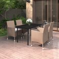 thumbnail image 1 of vidaXL 5 Piece Garden Dining Set with Cushions Poly Rattan and Glass, 1 of 4
