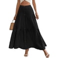 thumbnail image 6 of Women's Maxi Pleated Skirt High Waisted A Line Long Skirts Button Down Business Casual Outfits for Holiday, 6 of 6