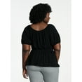 thumbnail image 3 of Terra & Sky Women's Peplum Top with Short Puff Sleeves, Sizes 0X-5X, 3 of 5