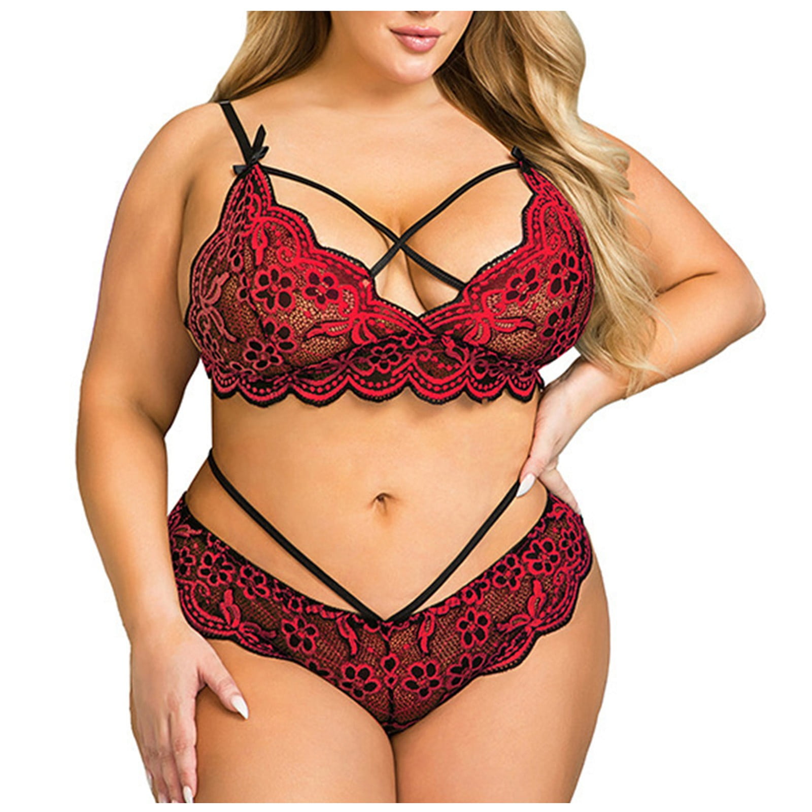 Penkiiy Women Lingerie Women's Plus Size Sexy Lace Wireless Bra Lingerie Sleepwear Pajamas Underwear Set Red Sexy Lingerie - Walmart.ca Penkiiy Women Lingerie Women's Plus Size Sexy Lace Wireless Bra Lingerie Sleepwear Pajamas Underwear Set Red Sexy Lingerie - Walmart.ca