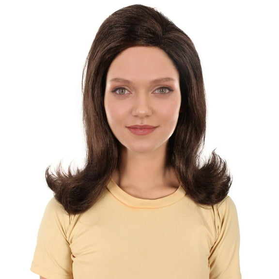 HPO Adult Women’s Stylish Flip Brown Hair Style From 60's American Popular Sitcom Wig, Synthetic Soft Fiber Hair, Perfect for Festival And Group Historical Party