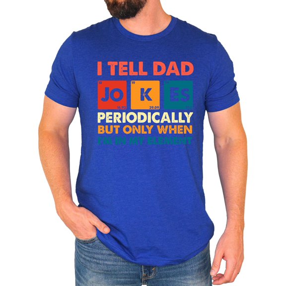 I Tell Dad Jokes Shirt for Men Funny Science Graphic Tee for Father's Day Vintage Royal Shirt Adult Small