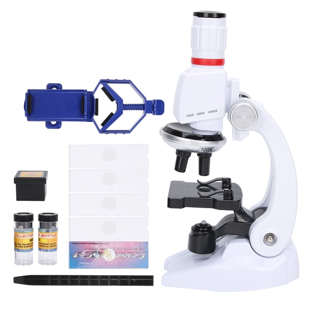 Rdeghly Microscope Gift,1200X Microscope,Children Microscope Set with Mobile Phone Holder Simulation High-Definition 1200X