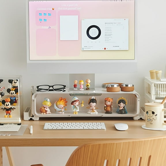 [Multifunctional Monitor Riser] Multifunctional Ergonomic Monitor Riser - Built-In Storage Desktop Organizer for Office Supplies