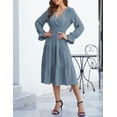 thumbnail image 4 of Women's Spring Dress, Long Sleeve Mini Tunic Casual V Neck Wedding Guest Dresses, 4 of 8