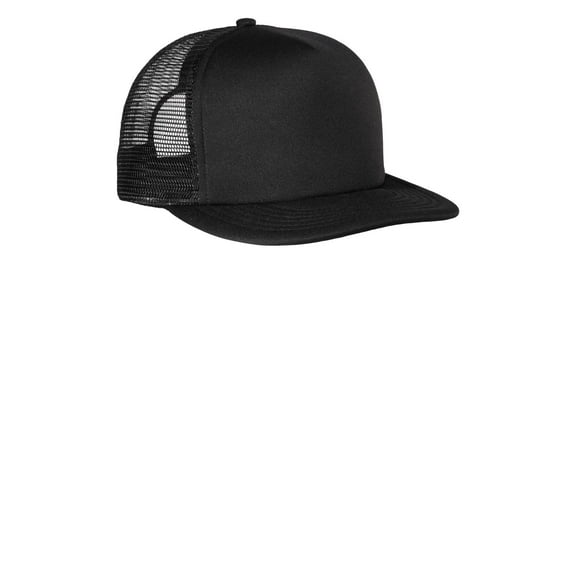 District - Flat Bill Snapback Trucker Cap. Dt624 , DT624 , Black , One Size
