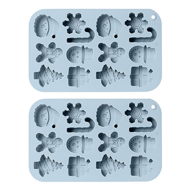 Molde para hornear de cocina -14 incluso muñecos de nieve, hombre de jengibre, muletas y otras herramientas para hornear moldes de silicona con temas navideños.