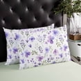 thumbnail image 3 of Purple Flowers Throw Pillow Cover Case, Couch Sofa Bed Pillowcase, Soft Decorative Lumbar Pillow Protector, Spring Botanical Plants Floral Leaves 12x20Inch Reversible Pillow Shams with Zipper, 3 of 6