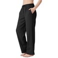 thumbnail image 2 of LJEFF Mens wide Leg Drawstring Pants, Drawstring Lightweight Breathable Elastic Waist Casual All Season Trousers Black Size 6, 2 of 9