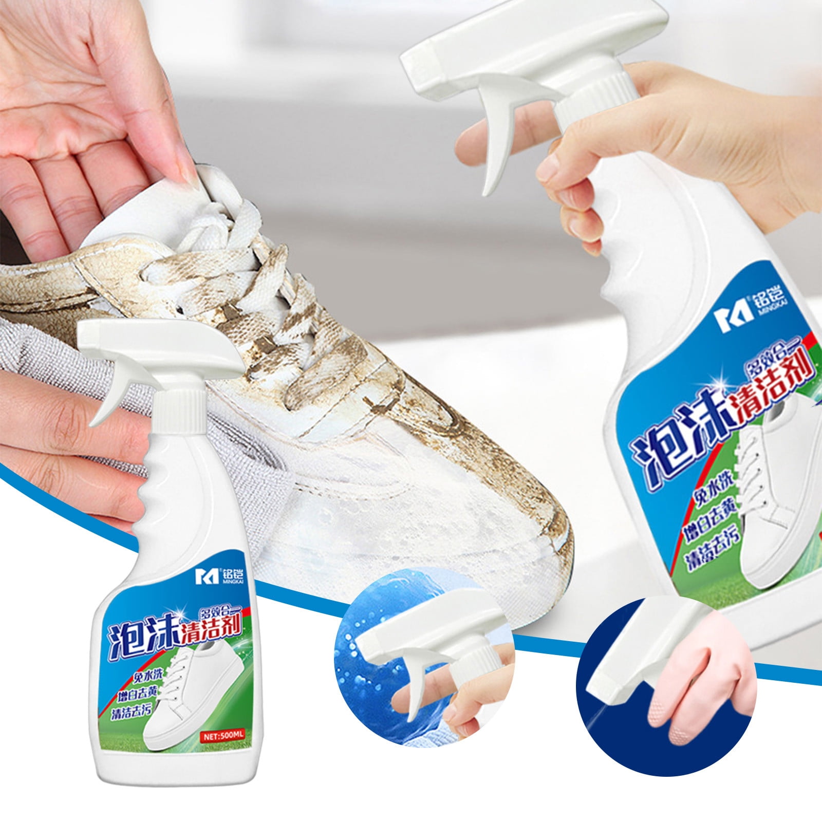 White Shoe Foam Cleaner No-Clean Shoe Bubble Stain Remover Brush Shoe White  Shoe Cleaner 500ml 