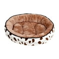 thumbnail image 2 of Winter Warm Plush Round Pet Bed Cow Dotted Two Sides Available Brown Spotted Pet Bed Cats Bed Dog Bed Four Seasons Universal Pet Mat Cotton Filled Pet Mat Winter Pet Supplies, 2 of 6