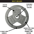 thumbnail image 2 of Placa de Peso de Hierro Fundido de 1 Pulgada y 2 Pulgadas con Asas de Agarre múltiple y Revestimiento de Esmalte para Pesas y Entrenamiento de Fuerza Solo para Placas, Color Gris, 2 of 5