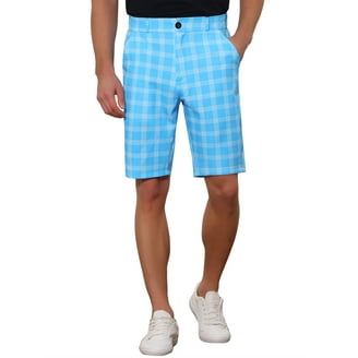 Unique Bargains Men's Plaid Shorts Flat Front Color Block Checked