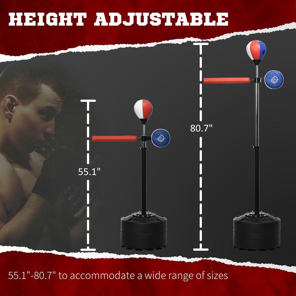 Resenkos Free-Standing Multi-Target Punching Bag with Reaction Bar, Adjustable 64-81" - Multi