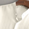 thumbnail image 6 of JUUYY Men's 2 Piece Set Pleated Texture Button Down Short Sleeve Collar Shirt Relaxed Fit Elastic Waist Long Pants Vacation Outfit Beige L, 6 of 8