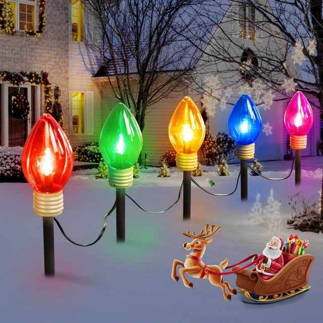 Luces navideñas para caminos exteriores Moonflor, 3,2 m, 5 LED, multicolor