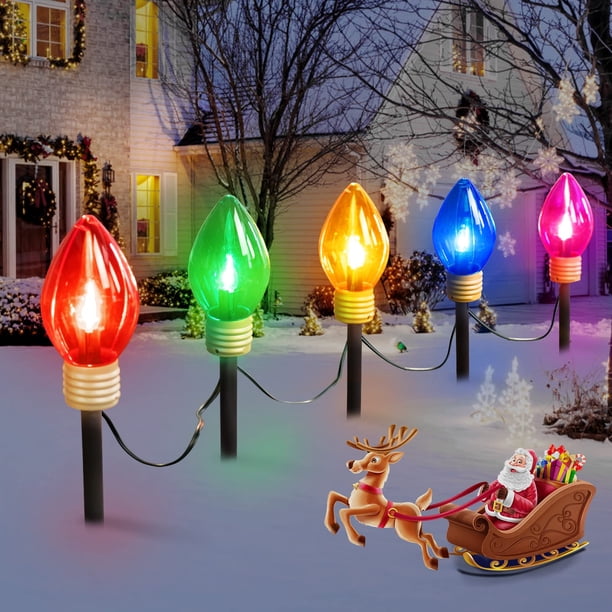 Luces navideñas para caminos exteriores Moonflor, 3,2 m, 5 LED, multicolor