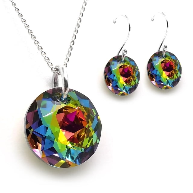 Juego de aretes y cadena con dije corte Classic plata mexicana ley .925 ZVEZDA