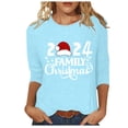 thumbnail image 2 of Aqestyerly Hauts de Noël pour Femmes T-Shirt Imprimé de Noël Manches 3/4 Blouse Col Rond Hauts Décontractés, 2 of 5