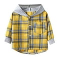 thumbnail image 2 of Baby Toddler Boys Long Sleeve Shirt Flannel Buffalo Plaid Shirts Button Down Jacket Top Outfit Fall Winter Clothes,Toddler Boys Girls Long Sleeve Hooded Plaid Clothes Kids Button Down Shirt, 2 of 4
