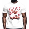 thumbnail image 2 of Camisetas para hombre, camiseta de algodón con cuello redondo y diseño de camión de amor para San Valentín, camiseta de manga corta para hombre con diseño de coche de amor con corazón., 2 of 8