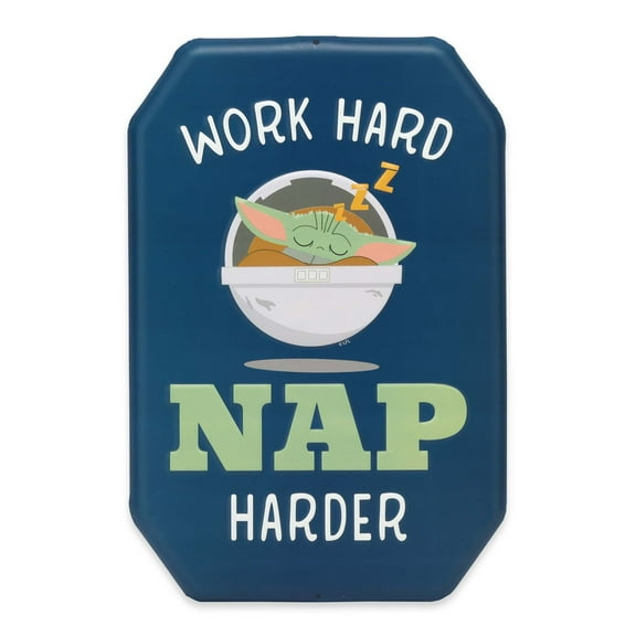 Disney Star Wars Grogu Work Hard Nap Harder Metal Sign for Man Cave, Teen Room, or Movie Room
