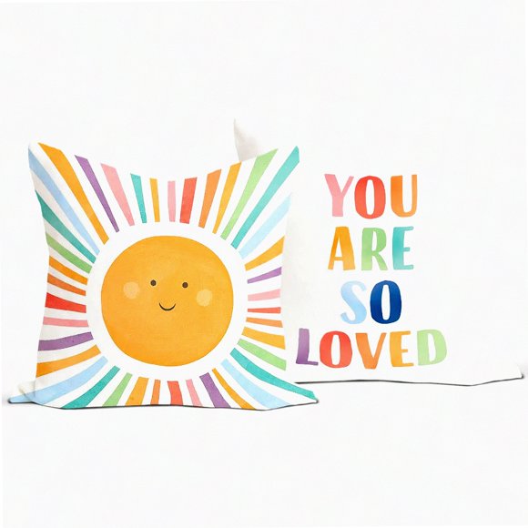 Sunshine Smiles Boho Throw Pillow Covers - Set of 2, 18x18 Inch, Colourful Decor for Kids Girls Room, Nursery, Playroom - Cute Home Decor Gifts