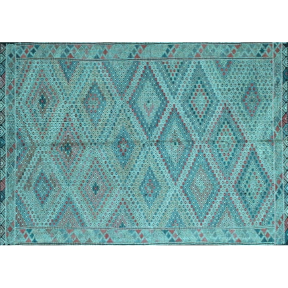 Ahgly Company Indoor Rectangle Southwestern Light Blue Country Area Rugs, 3' x 5'