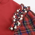 thumbnail image 5 of larppty Womens Christmas T Shirts Plaid Pearl Ruffle Short Sleeve Loose T Shirt Casual Tunic Tops (Red, M), 5 of 9