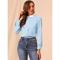 thumbnail image 3 of INSPIRE CHIC Women's Button Down Shirt Long Sleeve Work Peter Pan Collar Blouse Top, 3 of 6
