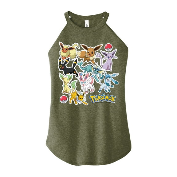 Pokémon - Eeveelution Stickers - Juniors High Neck Tank Top