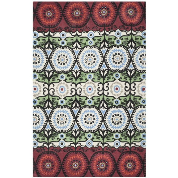 SAFAVIEH Cedar Brook Giovanni Southwestern Cotton Area Rug, Ivory/Multi, 5' x 8'