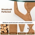 thumbnail image 5 of Cottinch 50" Triangle Glass Coffee Table with Wood Base for Living Room Office, Light Walnut, 5 of 12