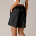 thumbnail image 4 of Nmnitkp Shorts for Women Comfy Drawstring Casual Elastic Waist Pure Color Shorts Summer Beach Lightweight Short Pants with Pockets Black,L, 4 of 7